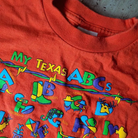 Fruit of the Loom Heavy Cotton Red ABCs of Texas Crewneck T-Shirt Boys Size 6/8 - Picture 5 of 11